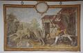 Bauer verjagt Wolf mit gerissenem Lamm