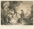 Kupferstich nach Antoine Watteau: La leçon d'Amour