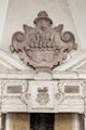 Altmorschen, Jagdschloss Kloster Haydau, Kamin im sog. Engelsaal, Allianzwappen Moritz und Juliane von Hessen-Kassel